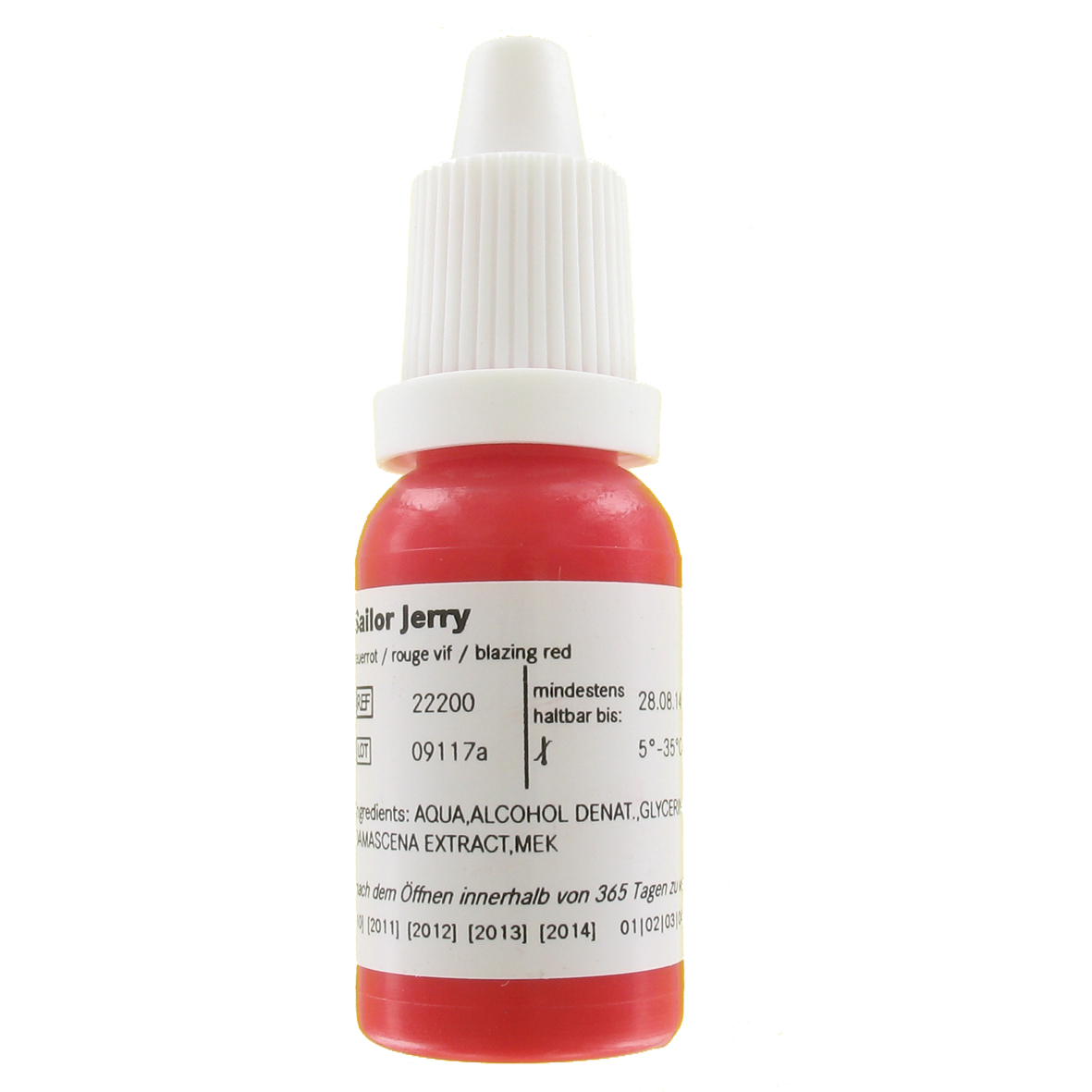 Sailor Jerry feuerrot 10 ml, traditionelle Tätowierfarbe